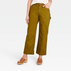 Universal Thread Womens High-Rise Wide Leg Carpenter Pants Olive Green